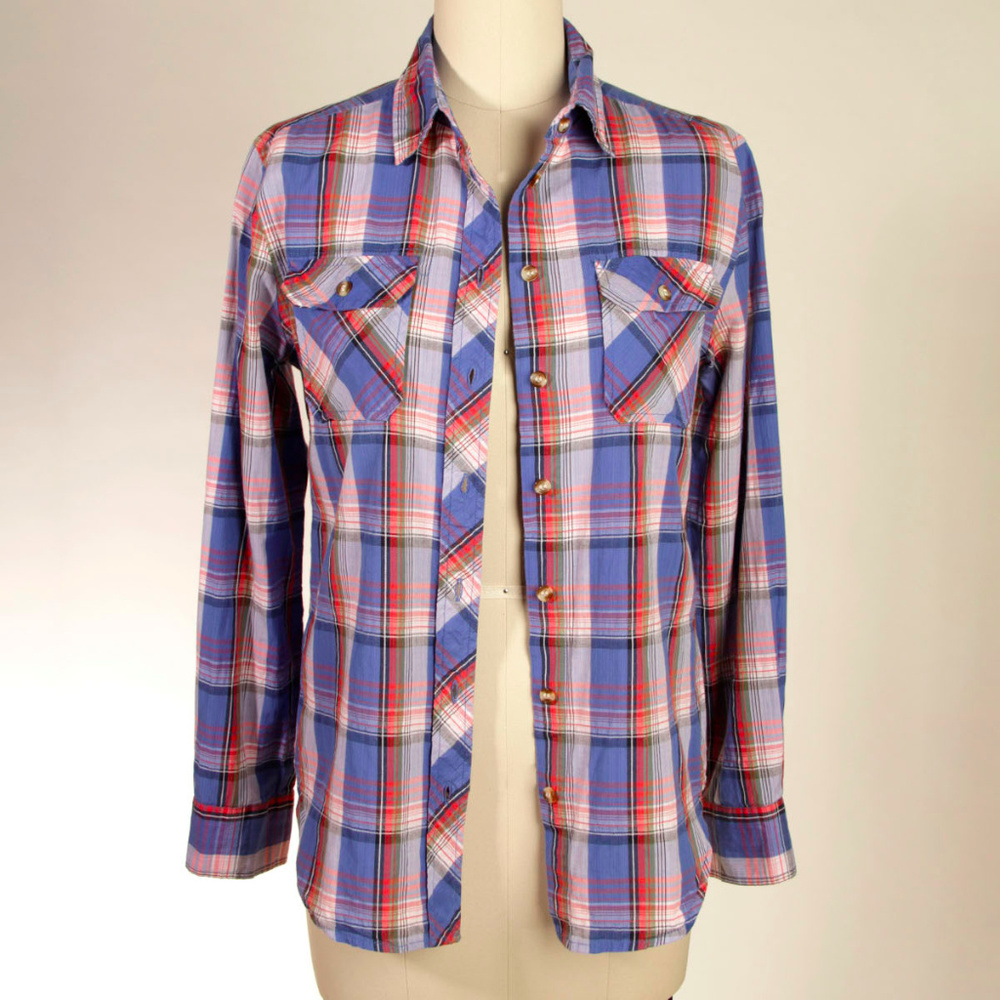 Urban Outfitters BDG Blue Red Plaid Button Down